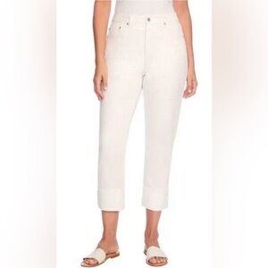 NWT Frye High-Rise Crop Jeans unCuffed Ivory Denim Women's Size 16/34
